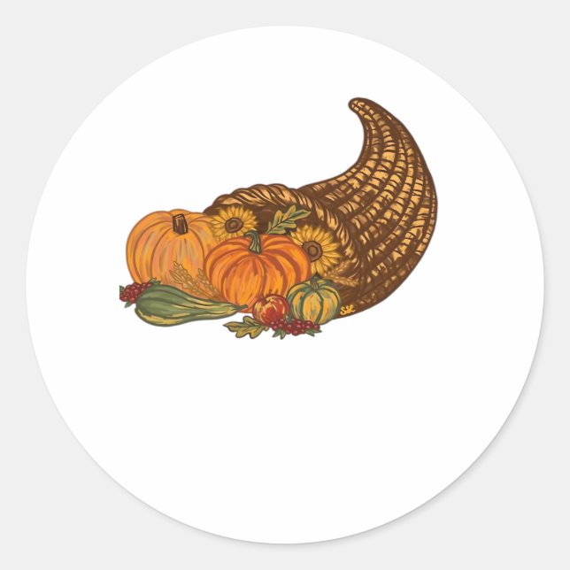Thanksgiving Cornucopia Classic T-Shirt Classic Round Sticker (Front)