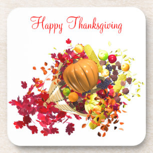 Thanksgiving Cornucopia Coaster