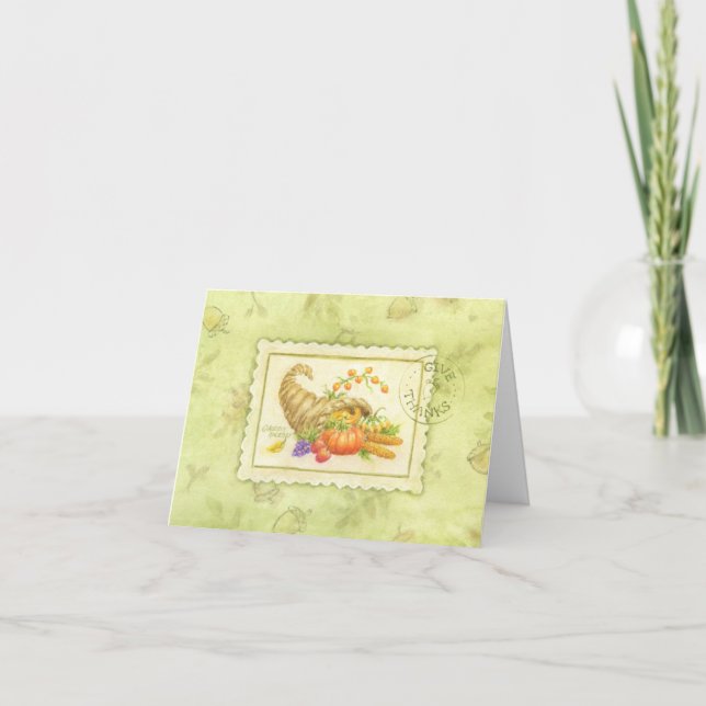 Thanksgiving Cornucopia Give Thanks Greeting Card (Front)