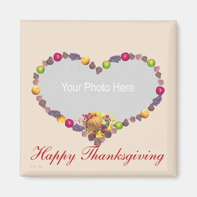 Thanksgiving Cornucopia Heart (photo frame) Magnet (Front)