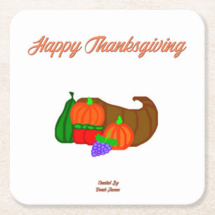 Thanksgiving Cornucopia Paper Coaster