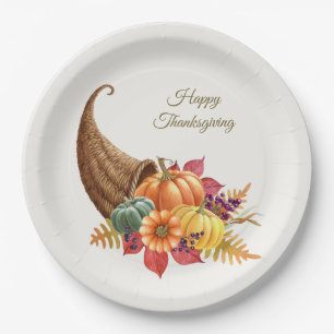 Thanksgiving Cornucopia Paper Plate