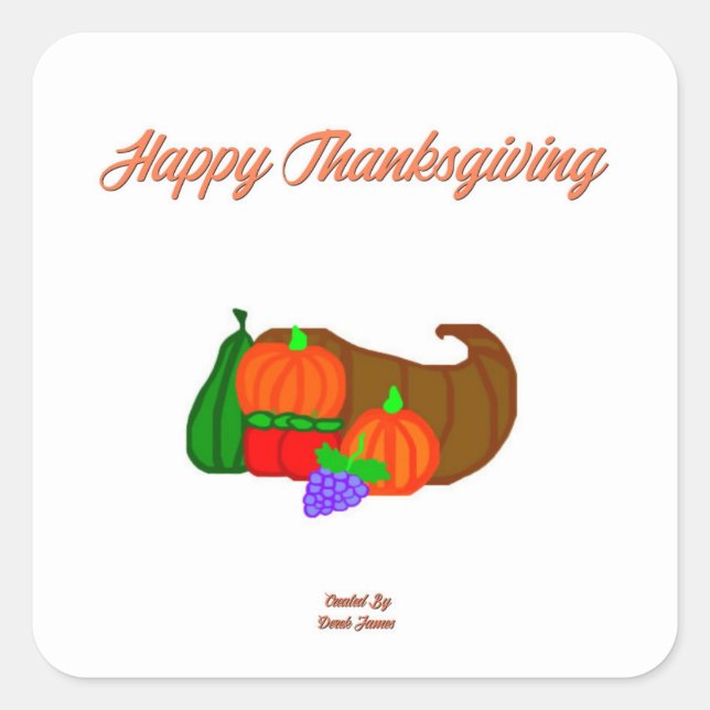 Thanksgiving Cornucopia Square Sticker (Front)