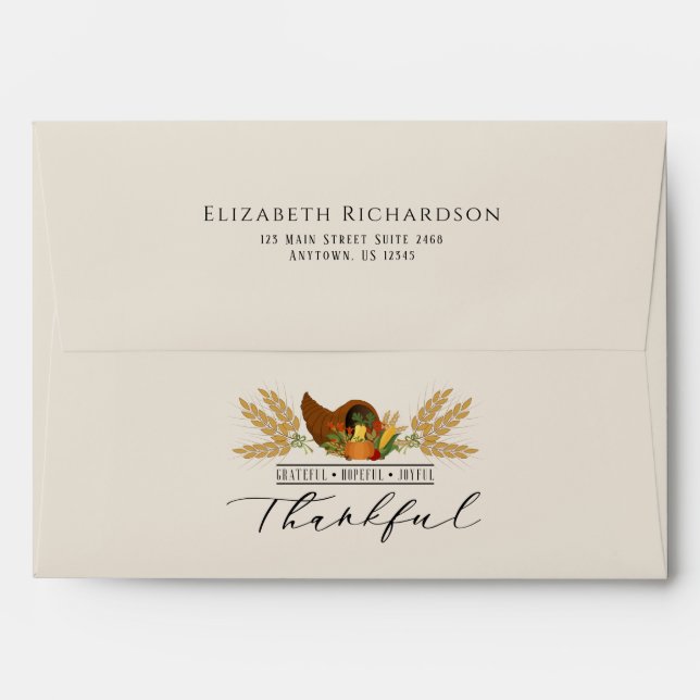 Thanksgiving Cornucopia Thankful Envelopes (Back (Top Flap))