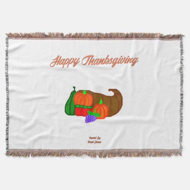 Thanksgiving Cornucopia Throw Blanket (Front)