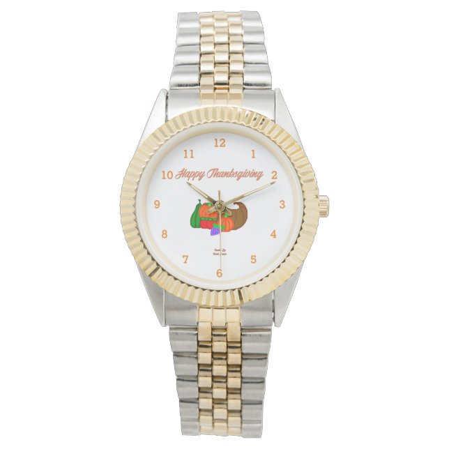 Thanksgiving Cornucopia Two-Tone Bracelet Watch (Front)