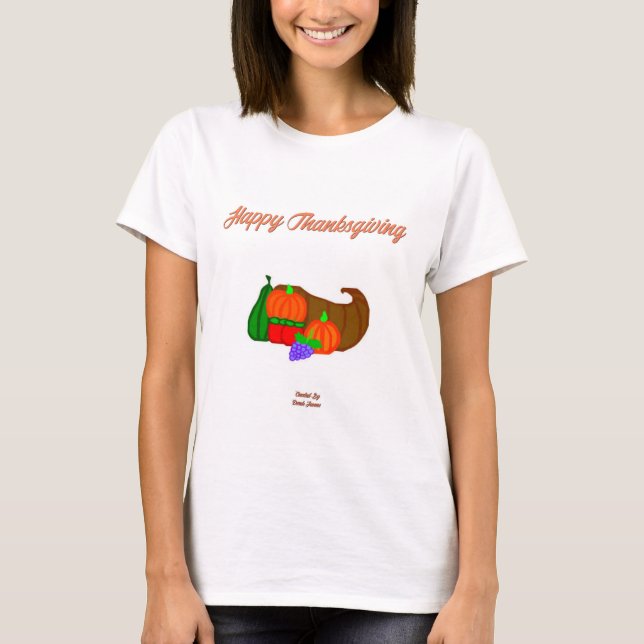 Thanksgiving Cornucopia Women's White T Shirt (Front)