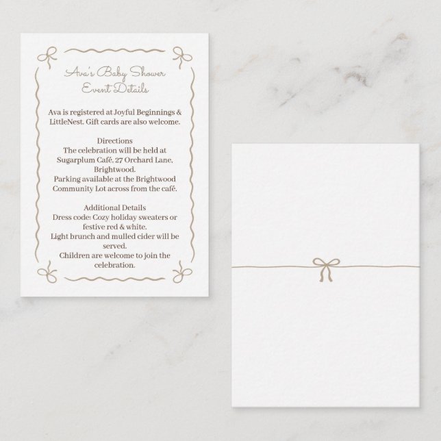 Thanksgiving Cosy Baby Shower Girl | Clothesline  Enclosure Card (Front/Back)