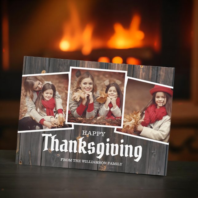 Thanksgiving Country Rustic Wood Family Photo (Creator Uploaded)