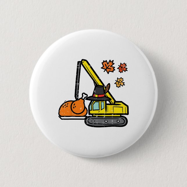 Thanksgiving Crane Turkey Construction Fall Toddle 6 Cm Round Badge (Front)