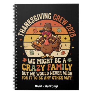 Thanksgiving Crew 2026 Funny Cool Turkey Retro Notebook