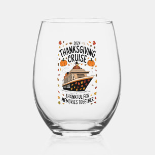 Thanksgiving Cruise 2024 Thankful For Memories  Stemless Wine Glass