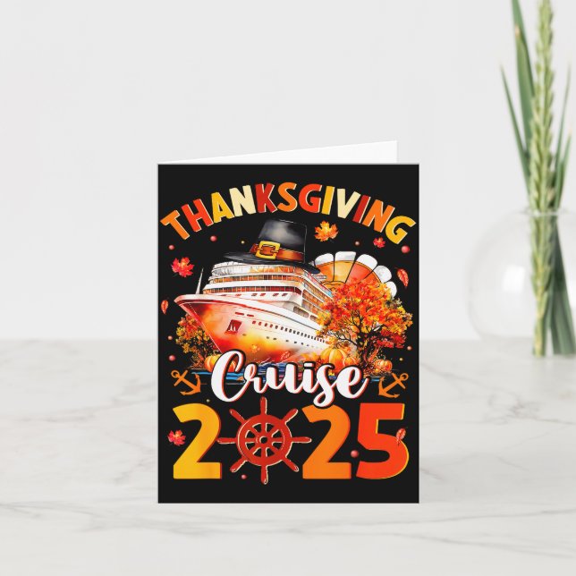 Thanksgiving Cruise 2025 Funny Turkey Pumpkin Leav Card (Front)
