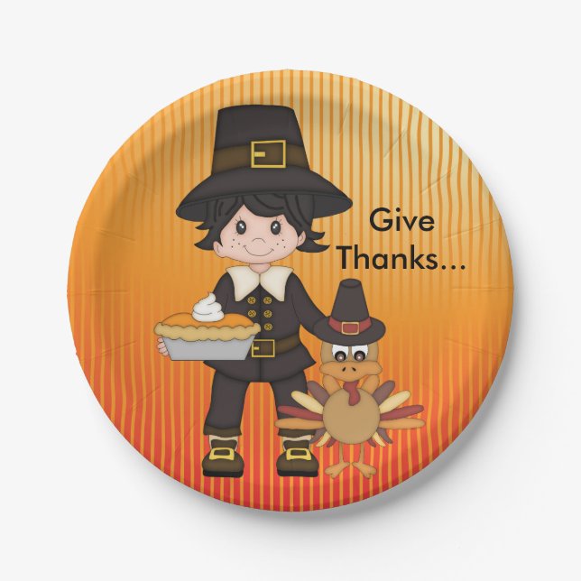Thanksgiving Custom Paper Plates/Pilgrim Paper Plate (Front)