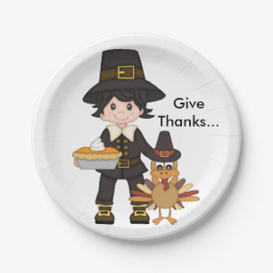 Thanksgiving Custom Paper Plates/Pilgrim Plate