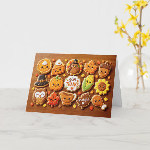 Thanksgiving Cute Cookies Give Thanks Grateful Card