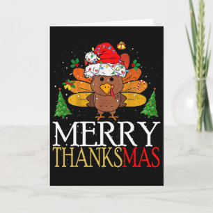 Thanksgiving Cute Gobble Gobble Turkey Pilgrim Lit Card