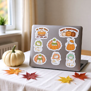 Thanksgiving Cute Kawaii Cats -  stickers