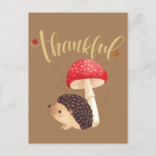 Thanksgiving Cute Kawaii Hedgehog  Autumn Postcard