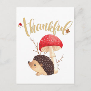 Thanksgiving Cute Kawaii Hedgehog  Autumn Postcard