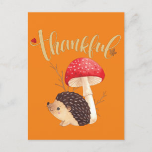 Thanksgiving Cute Kawaii Hedgehog Autumn Postcard