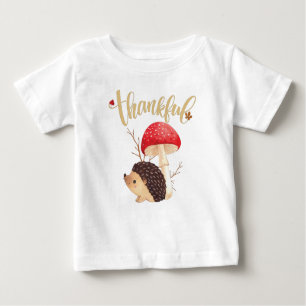 Thanksgiving Cute Kawaii Hedgehog Autumn Thankful Baby T-Shirt