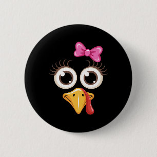 Thanksgiving Cute Turkey Face Coquette Bow Cute Gi 6 Cm Round Badge