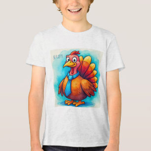 Thanksgiving, Cute Turkey T-Shirt Tri-Blend Shirt
