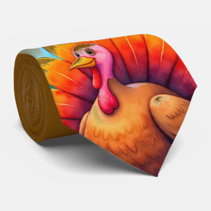 Thanksgiving, Cute Turkey,Thankful for You Tie