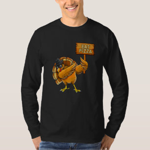 Thanksgiving Dabbing Turkey Eat Pizza Adult Vegan  T-Shirt
