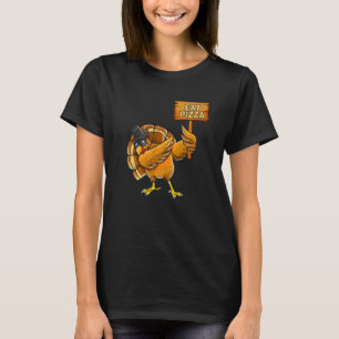 Thanksgiving Dabbing Turkey Eat Pizza Adult Vegan  T-Shirt