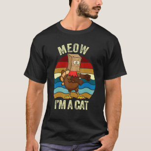 Thanksgiving Dabbing Turkey Fake Cat Retro Women M T-Shirt