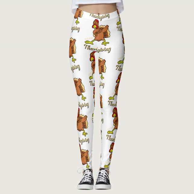 thanksgiving dabbing turkey leggings (Front)