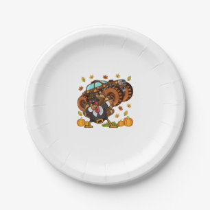 Thanksgiving Dabbing Turkey Monster Truck  Paper Plate