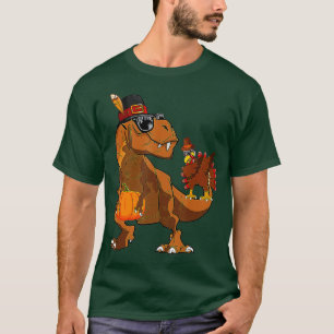Thanksgiving Dabbing Turkey T Rex Dinosaur Costume T-Shirt