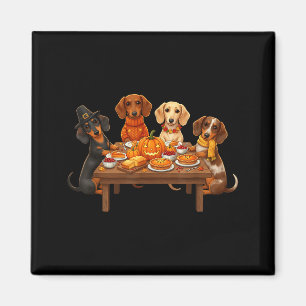 Thanksgiving Dachshund Dogs Dinner Feast Fall Men Magnet