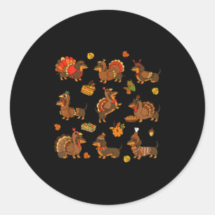 Thanksgiving Dachshund Funny Turkey Wiener Dog Adu Classic Round Sticker