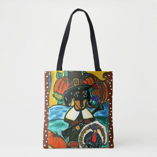 Thanksgiving Dachshund  Tote Bag (Front)