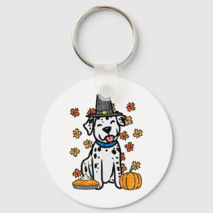 Thanksgiving Dalmatian Cute Fall Autumn Dog Men Wo Key Ring