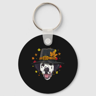 Thanksgiving Dalmatian Pilgrim Turkey Day Autumn F Key Ring
