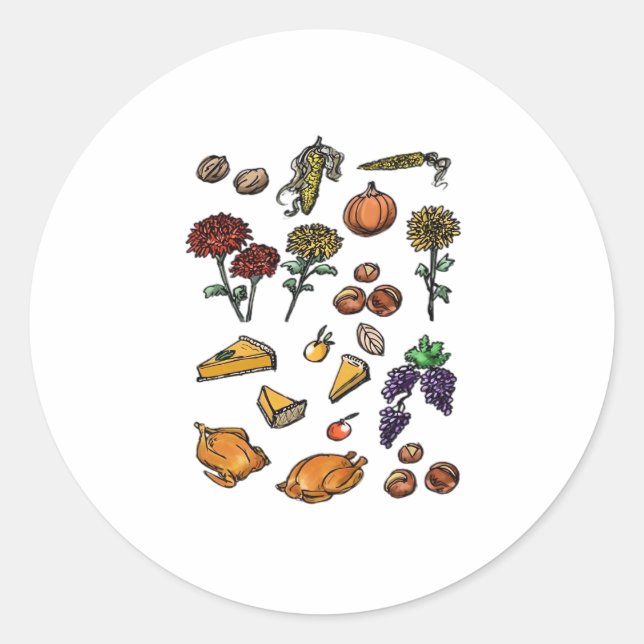 Thanksgiving day autumn attributes Classic T-Shirt Classic Round Sticker (Front)