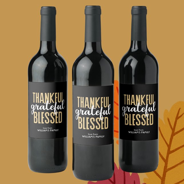 Thanksgiving Day Autumn Minimal Wine Label (Creator Uploaded)