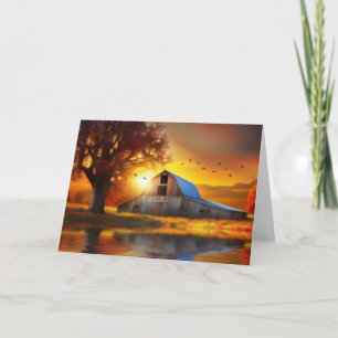 Thanksgiving Day Barn Fall Colors in the Country  Card