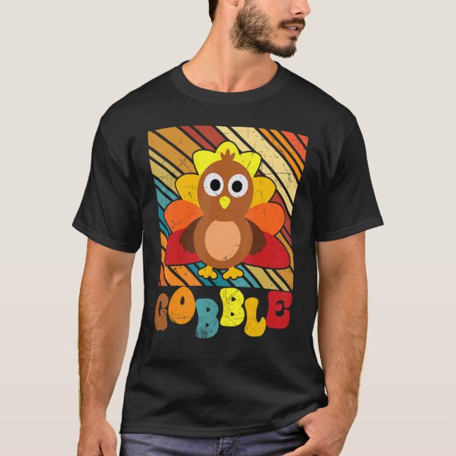 Thanksgiving Day Cute Turkey Gravy Groovy Gobble F T-Shirt (Front)