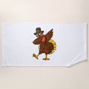 Thanksgiving Day Dabbing Turkey Pilgrim Boys Girls Beach Towel