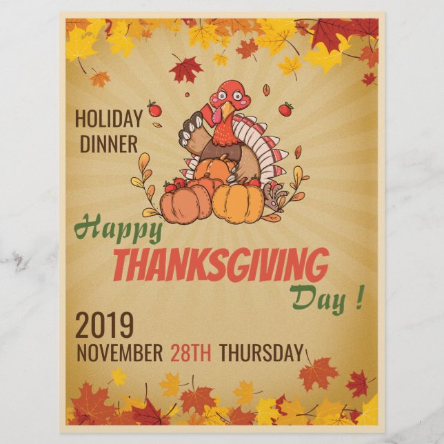 Thanksgiving Day Flyer Custom Letterhead (Front)