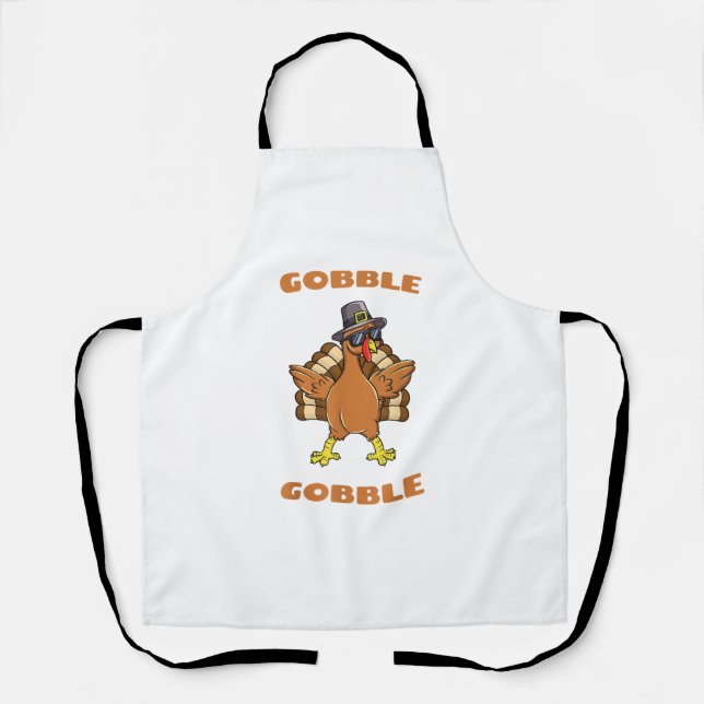 Thanksgiving Day Gobble Gobble Turkey Trot Funny G Apron (Front)