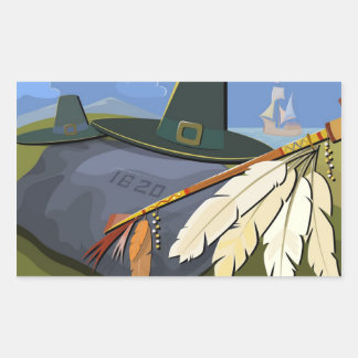 Thanksgiving Day Postcard Rectangular Sticker