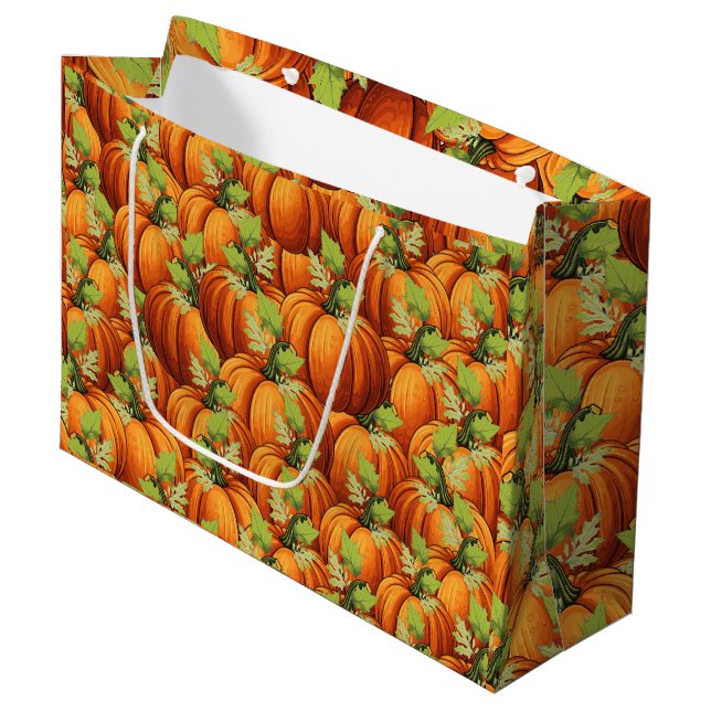 THANKSGIVING DAY PUMPKINS  LARGE GIFT BAG (Front Angled)