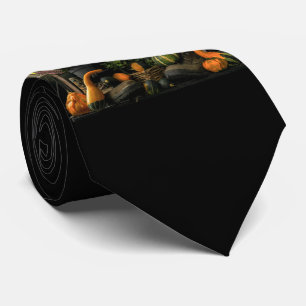 Thanksgiving Day Scene With Bench and Fall Harvest Tie